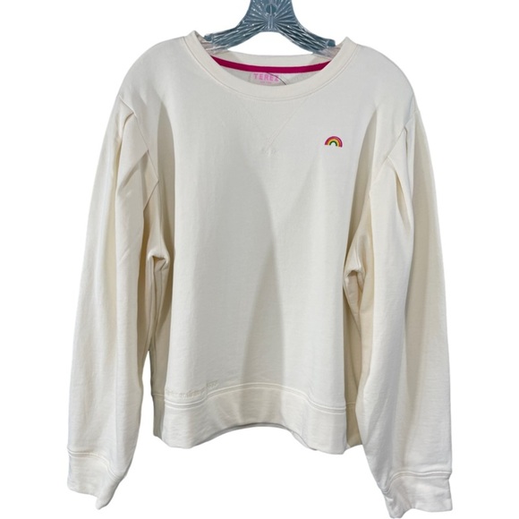 Terez Sugar Swizzle Rainbow Sweatshirt Off White Size L - Picture 2 of 9